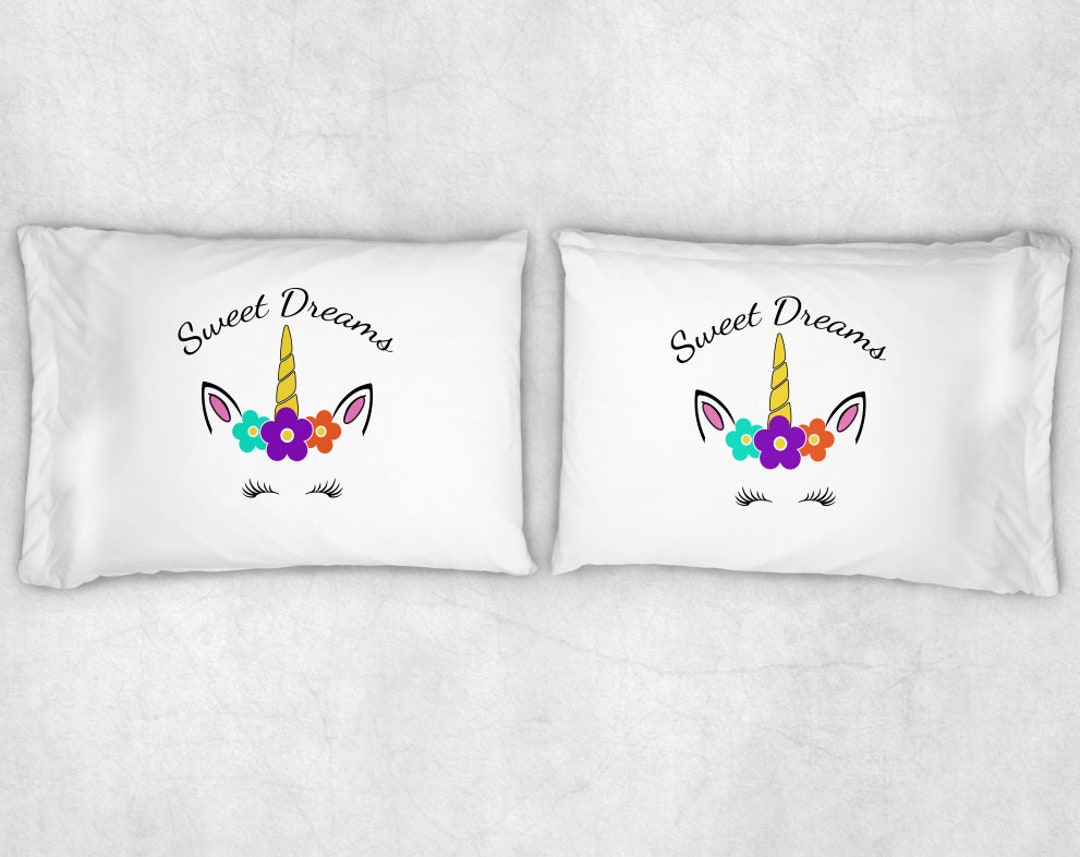Unicorn Pillow Case Set Personalized Pillow Bedroom Décor Etsy