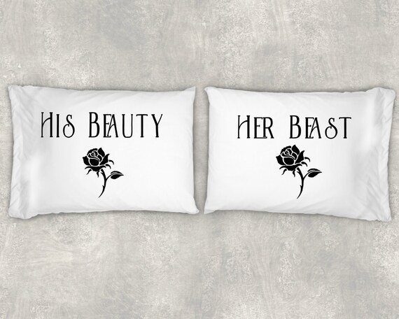 His Beauty Her Beast Pillow Case Set Couples Pillow Case Etsy