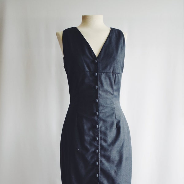 Vintage Navy Dress 1000 Buttons