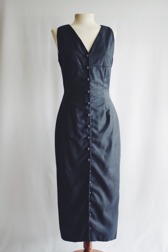 navy dress with buttons