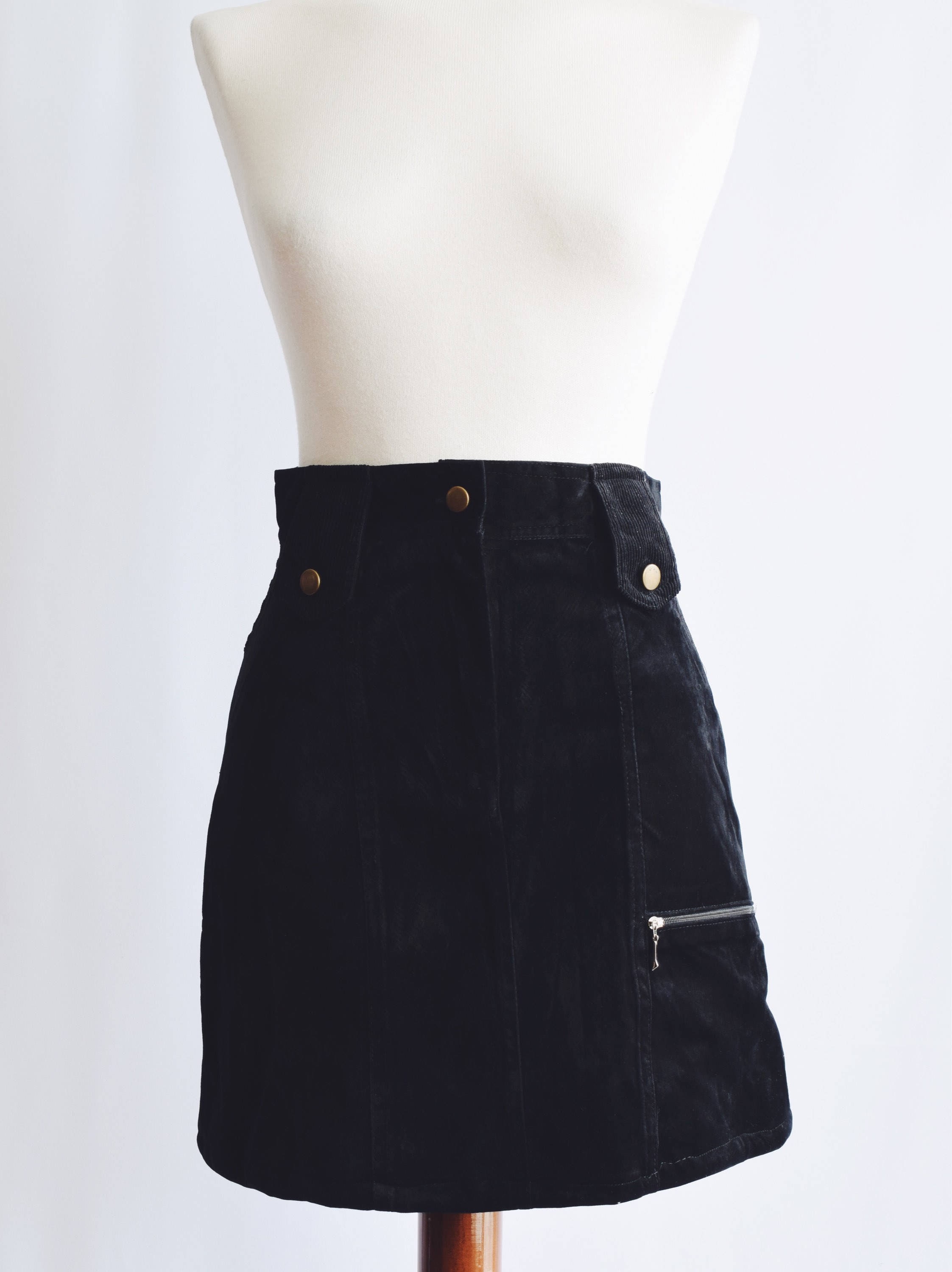 Vintage Black Corduroy Velvet Skirt Etsy UK