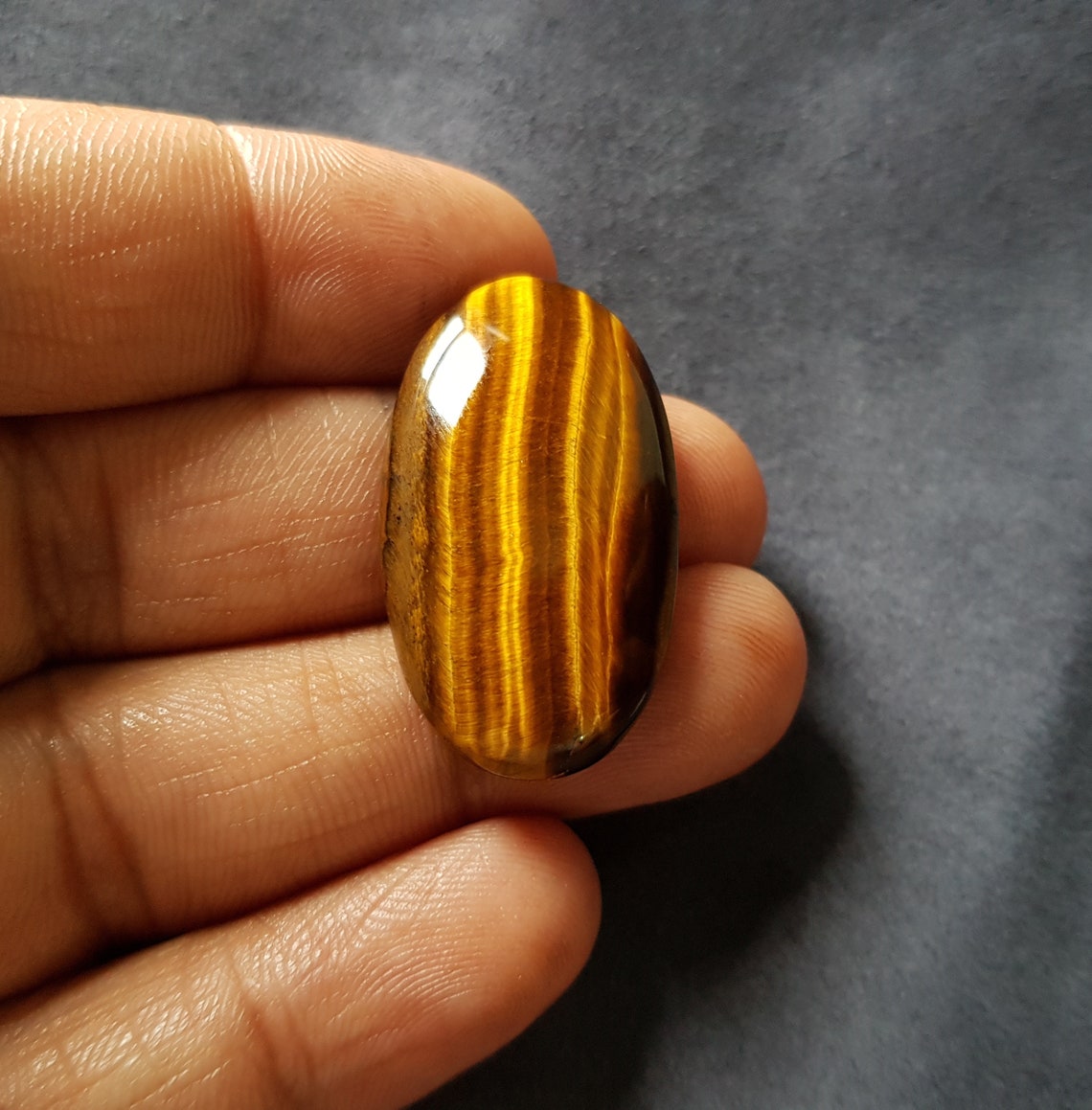 Natural Tiger S Eye Gemstone Cabochon 37 Ct Approx Oval Etsy