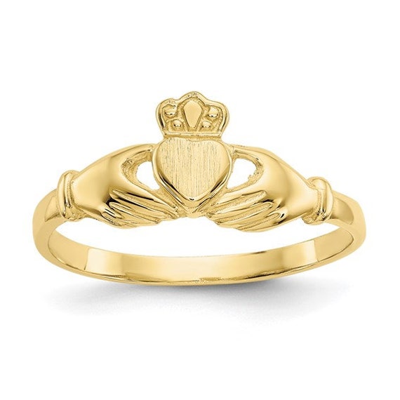 10k Minimalist Solid Gold Claddagh Ring Engagement Ring - Etsy