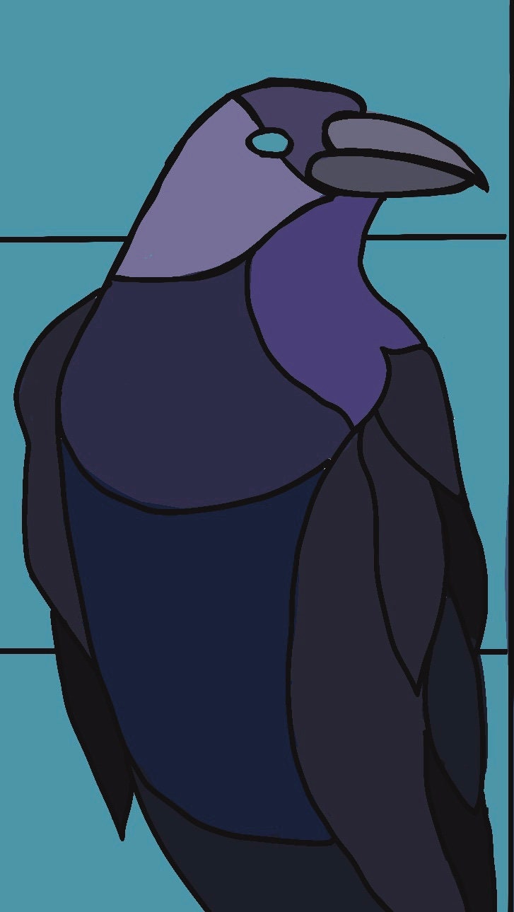 Crow Stained Glass Pattern Etsy