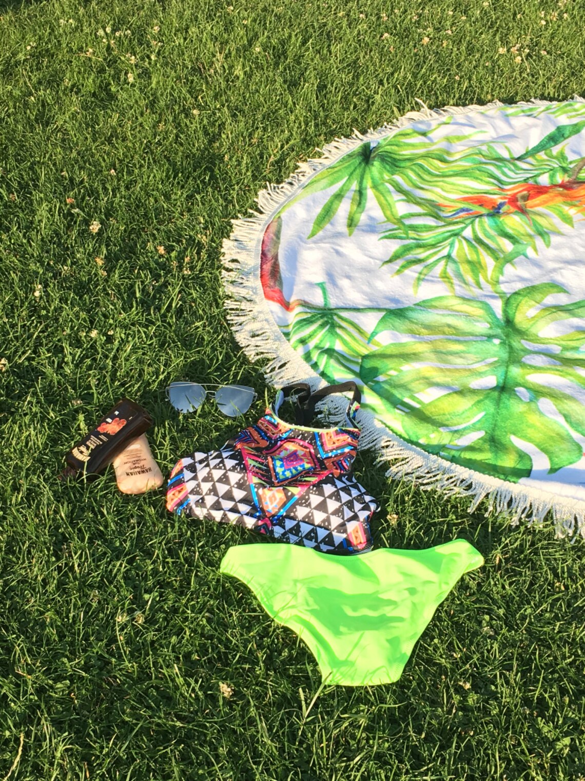 Round Beach Towel TROPICAL FOREST by Soulmatestowel Etsy