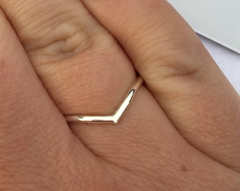Wishbone Ring, Sterling Silver Chevron Ring, Minimalist Ring, Stacking Ring, Textured Ring, Smooth Ring, Geometric Ring, Handmade Ring