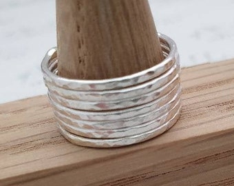 Sterling Silver Stacking Rings, Stackable Rings, Dainty Ring Set, Plain Silver Rings, Simple Everyday Ring, Minimalist Rings