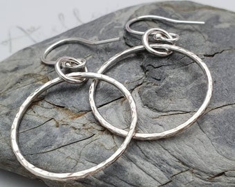 Sterling Silver Hoop Earrings, Simple Hoops, Big Hoops, Textured Everyday Hoops, Everyday Hoop Earrings, Minimalist Hoops, Silver Hoops