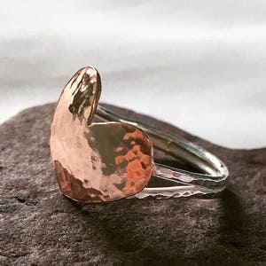 Mixed Metal Ring, Copper and Silver Ring, Heart Ring, Love Ring, Modern Ring, Unique Ring, Ring for Women, Heart Jewellery, Heart Jewelry