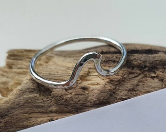 Cornish Wave Ring, Sterling Silver Wave Jewellery, Cornwall Ring, Minimalist Ring, Midi Ring, Unique Ring, Everyday Ring. Cornish Jewellery