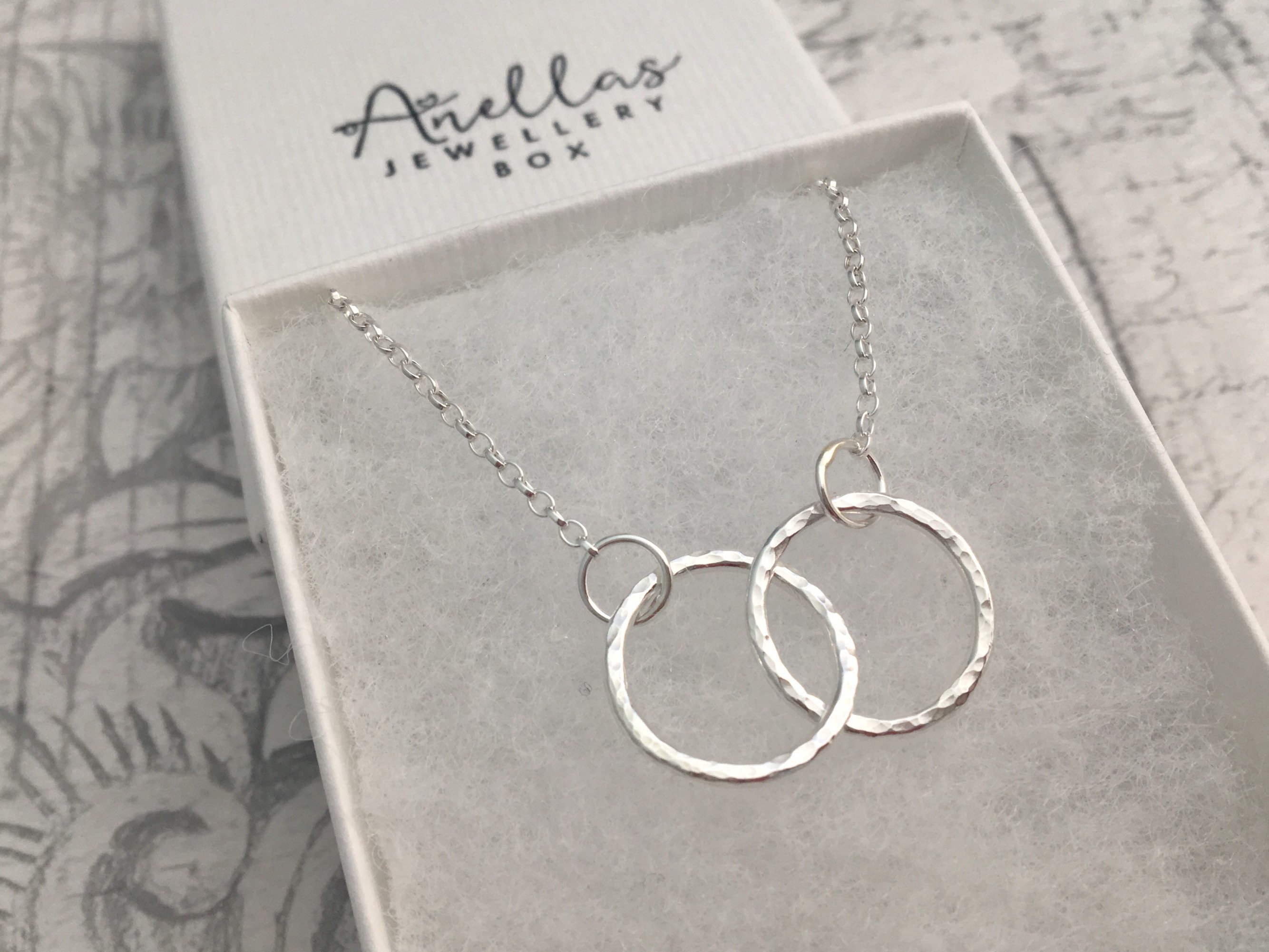 2 Interlinked Rings Two Circle Necklace, Two Rings Necklace, Interlocking Circle Necklace ...