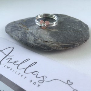 Mixed Metal Flower Stacking Ring Set, Stackable Rings, Sterling Silver ...