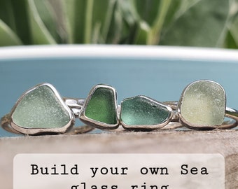 Build Your Own Cornish Sea Glass Ring, Eco Sterling Silver Ring, Sea Glass Jewellery, Cornish Jewellery