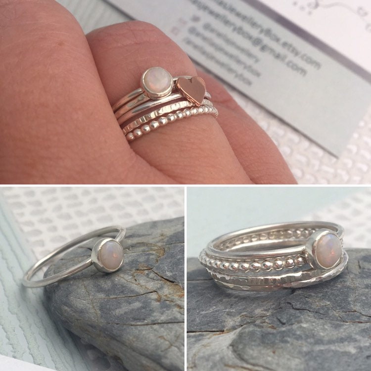 Build Your Own Stacking Ring Set Opal Ring Stackable Ring - Etsy UK