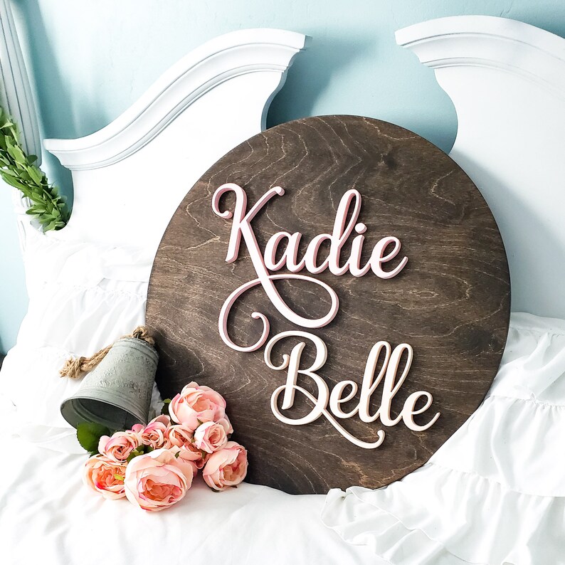 Custom Nursery Name Round Sign Baby Name Sign Nursery Etsy