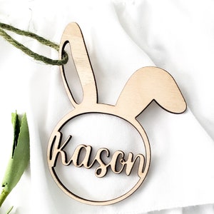 Custom Easter Name Tags for Girls Bunny Rabbit Wood Name Tags Easter Basket Tags Personalized Easter Tags Floral Name Easter Decor image 6