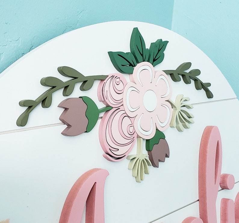 24 Elephant and Floral Nursery Name Sign Shiplap Etsy