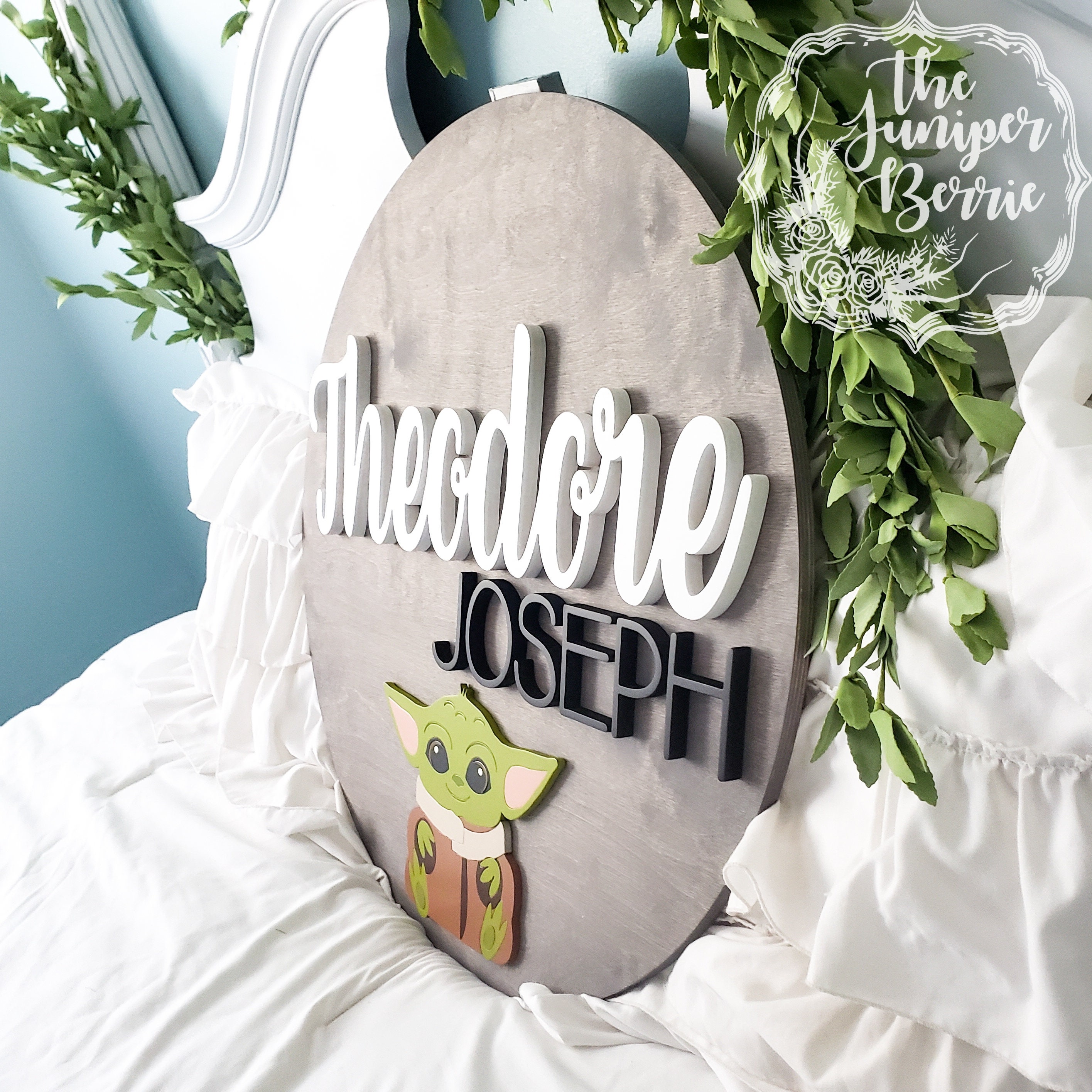 Baby Yoda Name Sign for Nursery Custom Name Sign Baby Etsy