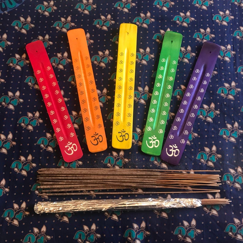 Painted Joss Stick Holder and Set Ohm Incense Holder Etsy