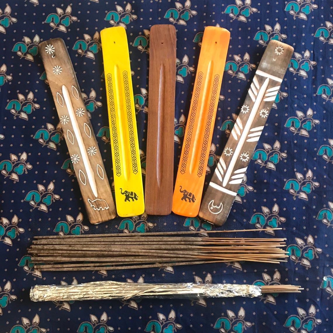 Painted and Wooden Joss Stick Holder and Joss Sticks Elephant Etsy