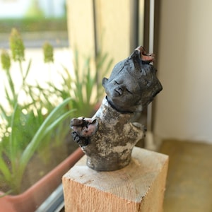 Raku-skulptur, handgjord keramik, skulptur, litet spöke, figurer, unik, enastående, present