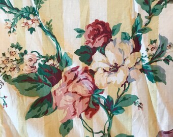 1/Rideau Ancien Vintage Chintz Coupon Tissu Fleurs Antique Flower Fabric Curtain