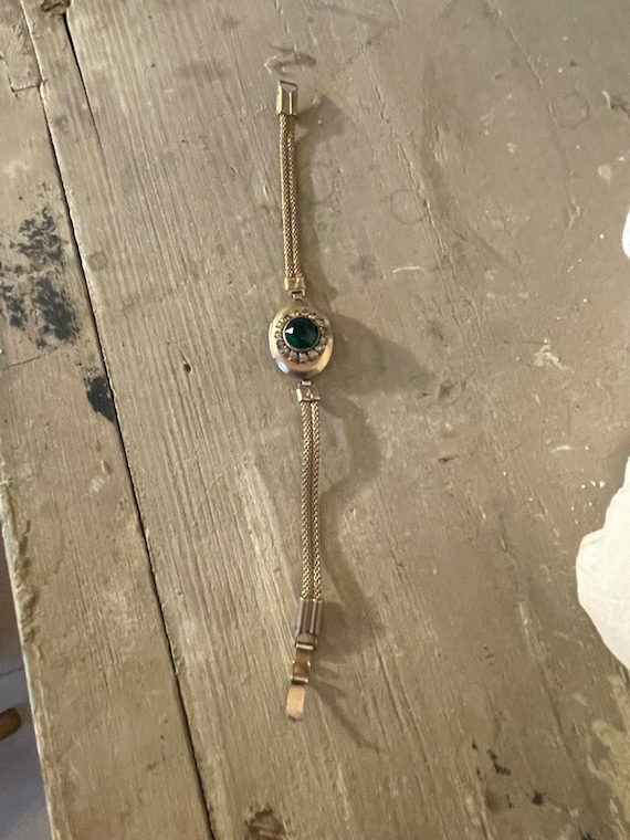 Old Opening Medallion Bracelet Strass Vintage Ant… - image 6