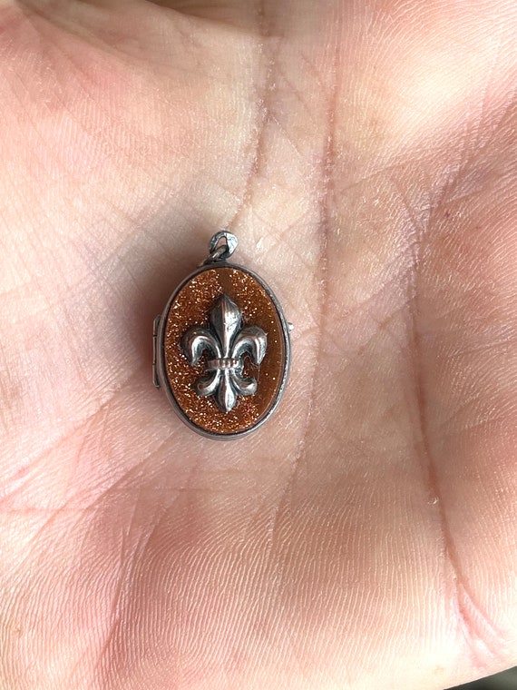 Médaillon Pendentif Ancien Années 30 - Perles émaillées, Bijou Fantaisie Vintage