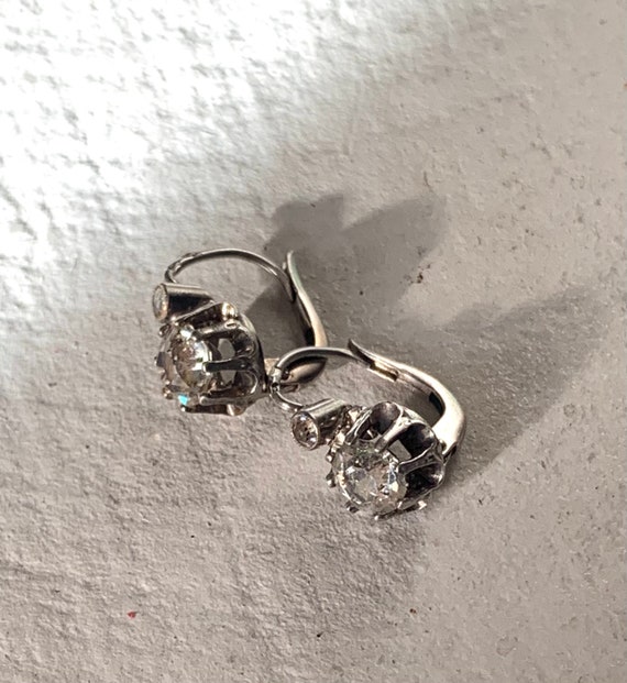 Ancient Silver Sleeper Earrings Victorian Paste Ea