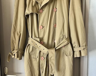 Gabardina vintage color caqui de Yves Saint Laurent, 100% algodón.