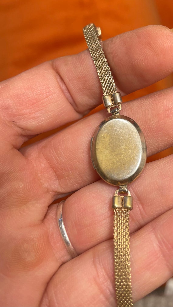 Old Opening Medallion Bracelet Strass Vintage Ant… - image 5