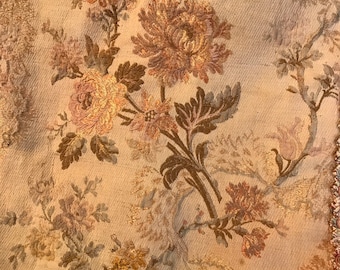 Coupon Tissu Ancien Lin Soie Napoléon III Antique Victorian Linen Silk fabric