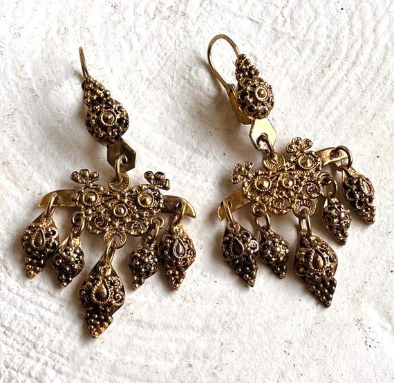 Antique Silver Gold Iberian Earrings
