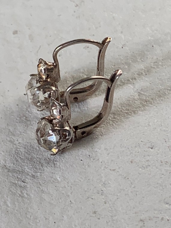 Ancient Silver Sleeper Earrings Victorian Paste Ea