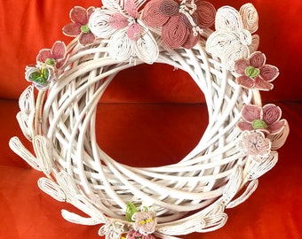 Flower wreath made of seed beads Funeral wreath Grave decorative crown beaded flowers wreath crown