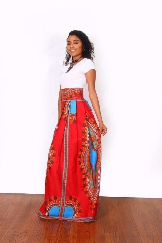 long african print maxi skirts