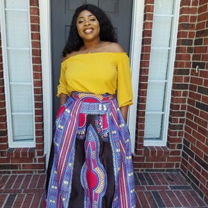 Tosin African Print Dashiki Maxi Skirt, Blackish Dashiki African Print Maxi Skirt, Long Dashiki Maxi Skirt, Long African Dashiki Maxi Skirt image 2