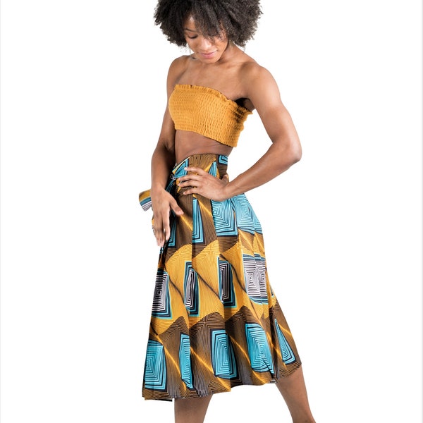 African Skirt, Ankara Midi Skirt With Sash, African Print Skirt,  Ankara Skirt, African Clothing For Women, African Attire, African fashion