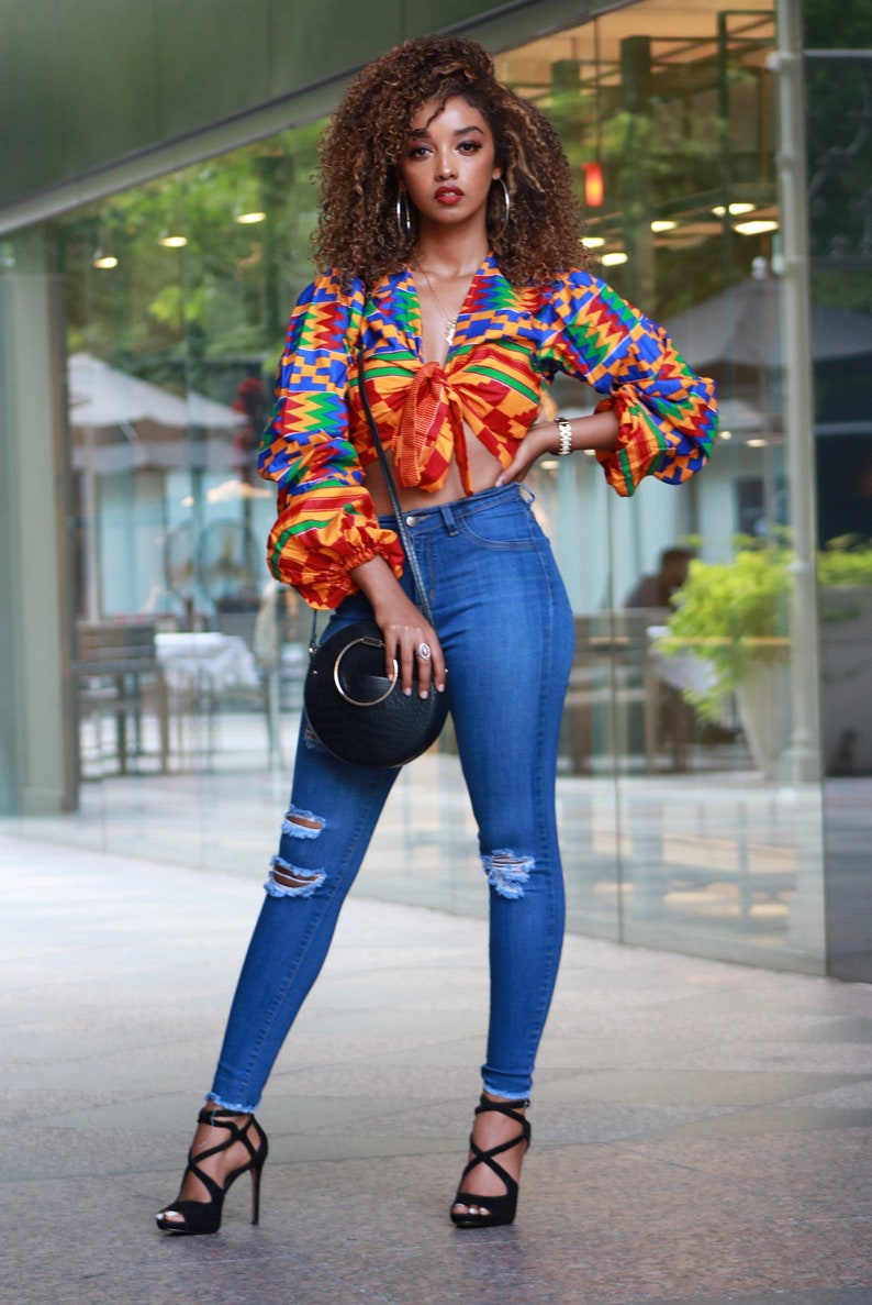 African Print Off Top Cropped African Kente Print Top Women Clothing Ankara Top Tops for Women African Clothing