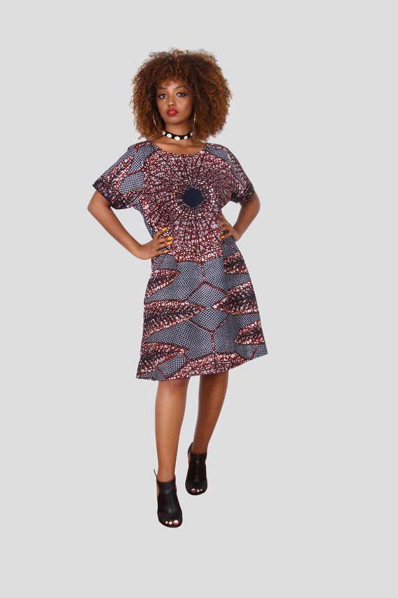 chinese dress ladies Kelly Green and White Geometric Print Loose Fit Mini Dress Small main image 1