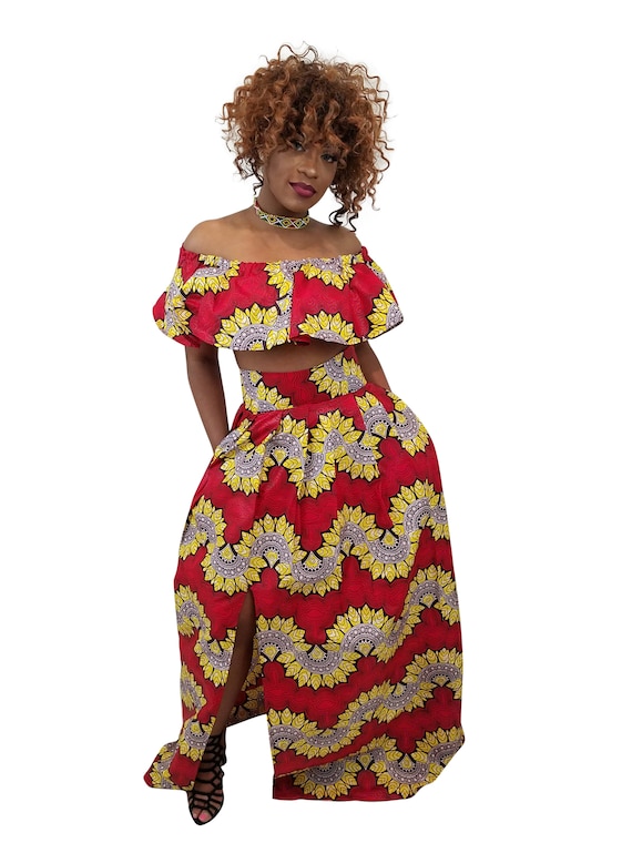 Rosa African Print Maxi Skirt With Right Slit, African Skirt, African Print  Maxi Skirt, African Crop Top, Ankara Skirt Set, African Clothing -   Canada