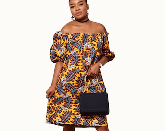 Robe Midi Ankara Africaine, Vêtements Africains Pour Femmes, Robe Midi Africaine Imprimé Midi Robe, Tissu Africain, Robe Africaine Courte Africaine