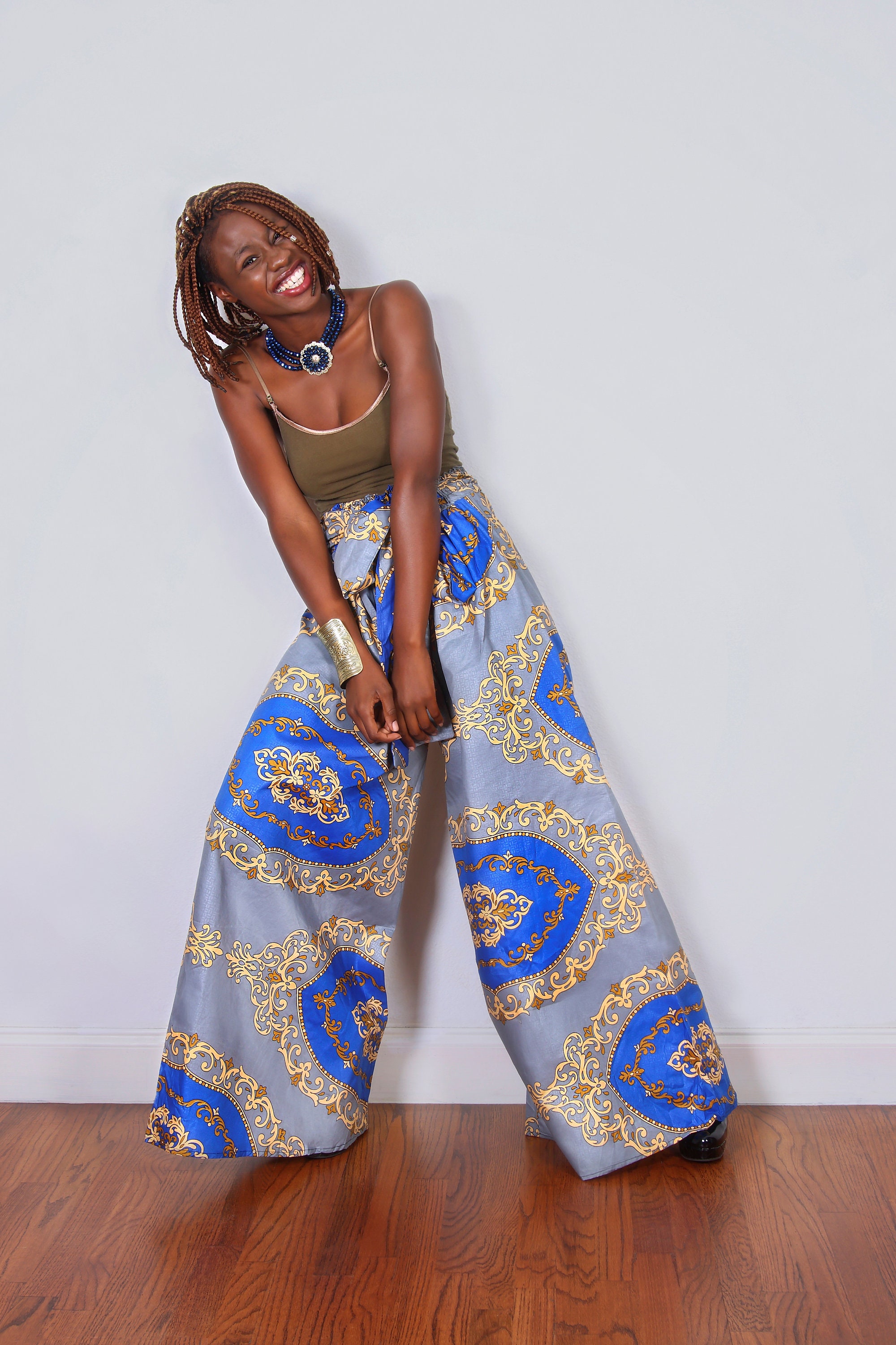 African print wide leg pants sale