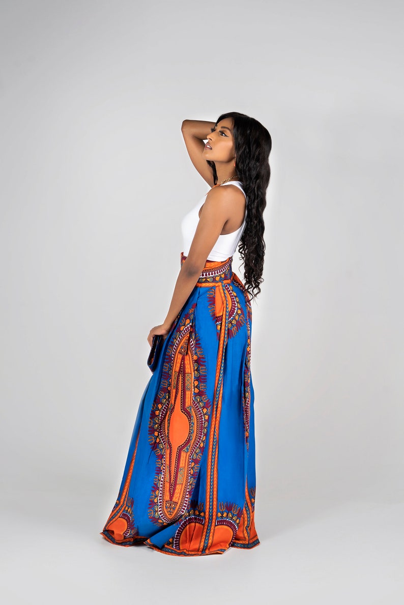 Irapada Africain Imprimer Dashiki Maxi Jupe Bleu/Orange, Africain Imprimer Dashiki Maxi Jupe, Jupe Ankara, Jupe Longue, Jupe Dashiki image 3