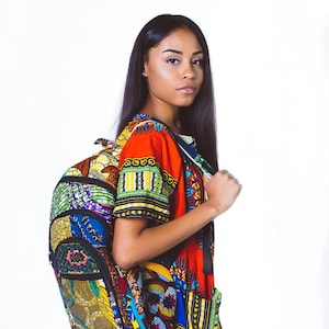 Lielt African Print Backpack • Patchwork Ankara Rucksack • African Backpack • Ethnic Bag • African Accessories