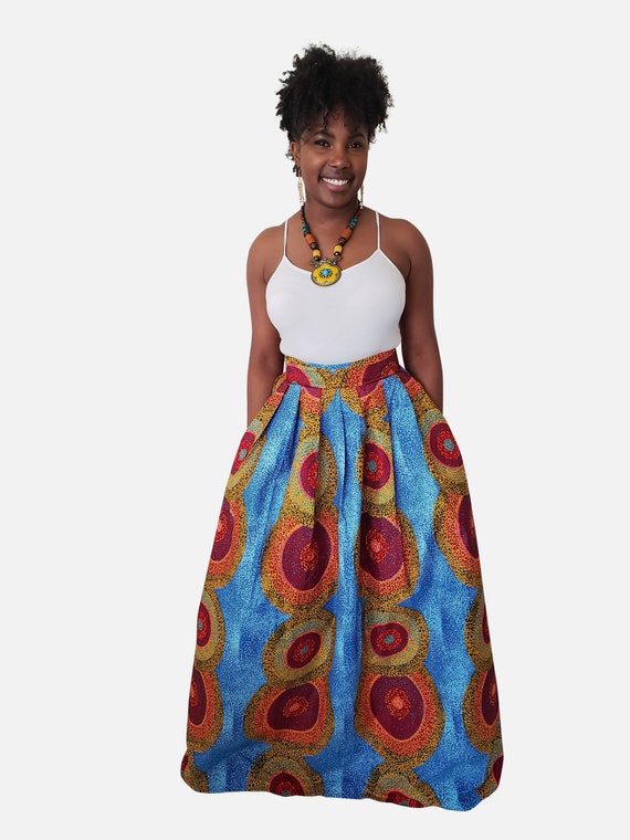 long african print maxi skirts
