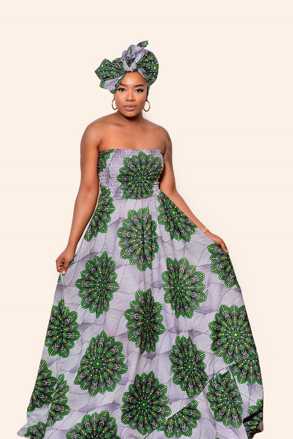 white christmas dresses African Print Blue Infinity Multiway Maxi Dress main image 0