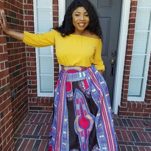 Tosin African Print Dashiki Maxi Skirt, Blackish Dashiki African Print Maxi Skirt, Long Dashiki Maxi Skirt, Long African Dashiki Maxi Skirt image 3