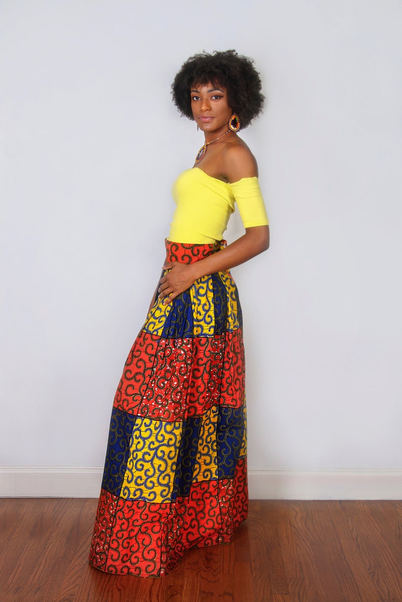 long african print maxi skirts