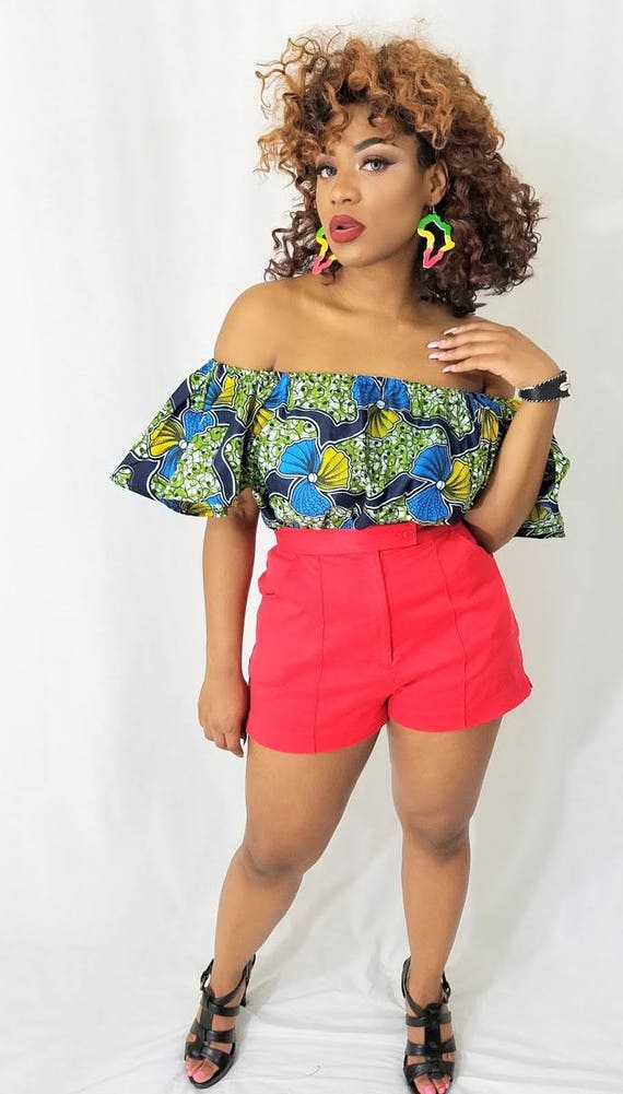 Off shoulder ankara tops deals